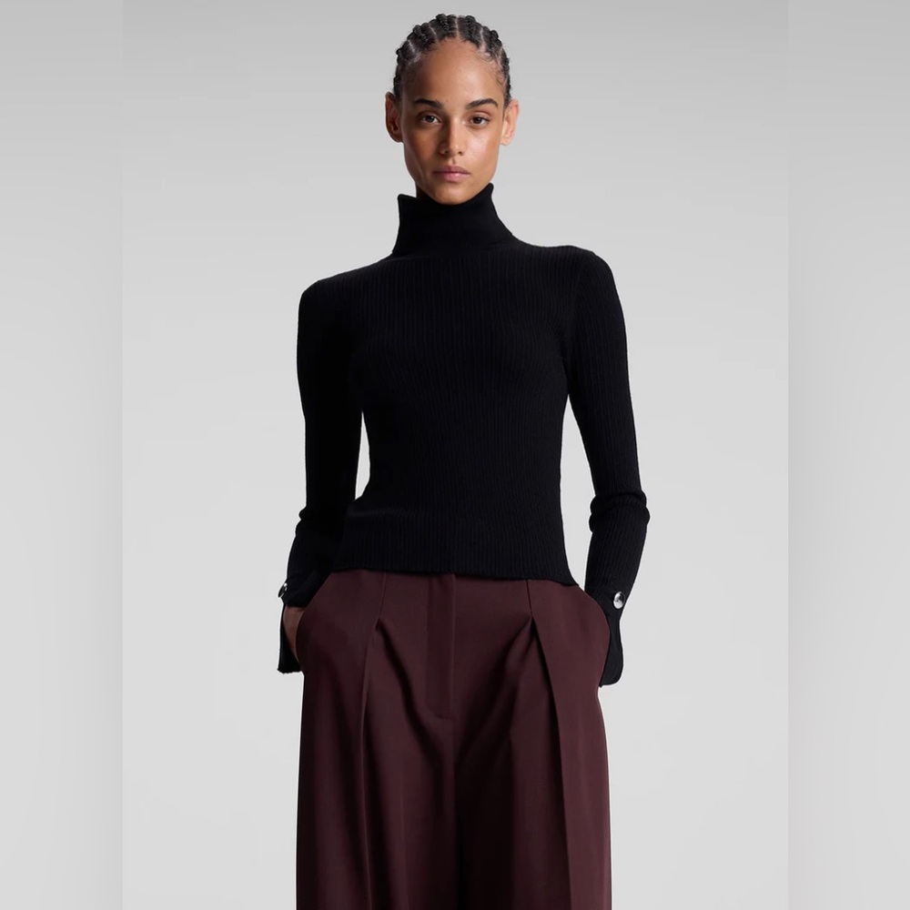 A.L.C $395 Jett Cable Knit Merino Turtleneck Top